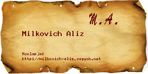Milkovich Aliz névjegykártya